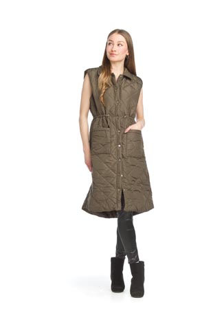 JT-13758 - Puffer Vest with Drawstring Waist and Pockets - Colors: Charcoal, Khaki, Rust - Available Sizes:XS-XXL - Catalog Page:66 